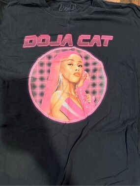 Black Graphic Tee with Pink Print - Women's/Men's Short Sleeve